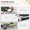 Outsunny Charcoal Barbecue Grill BBQ Trolley with Double Grill, Adjustable Grill Height, Side Table, Storage Shelf, and Wheels for Outdoor Cooking, 130 x 51 x 111cm, Black