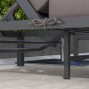 Outsunny 3 Pieces Garden Sun Loungers Set with Cushion, 5-level Adjustable Outdoor Recliner Bed Set w/ Glass Top Table, 2-In-1 Design Aluminium Frame Recliner Lounge or Use As Sofa Bed, Grey
