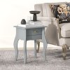 HOMCOM French Style Side Table with Drawer, End Table with Curved Legs, Bedside Table for Living Room, Bedroom, Grey