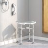 HOMCOM Height Adjustable Shower Stool with Suction Grab Rail, Aluminium Shower Chair with U-Shaped Padded Seat, Non-Slip Bath Stool for Elderly, Disabled, Seniors, Pregnant