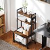 HOMCOM 4-Tier Printer Stand with Power Outlets, Mobile Printer Table with Wheels and Metal Frame for Home Office, Study, Rustic Brown