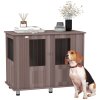 PawHut Dog Crate Furniture End Table, Pet Kennel for Medium Large Dogs with Magnetic Door Indoor Animal Cage, Purple, 95 x 55 x 75 cm