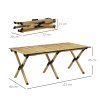 Outsunny Portable Camping Table, 4ft Aluminium Folding Table with Roll-Up Top, Picnic Table for Indoor, Outdoor, Party, BBQ, Beach, Natural Wood Effect