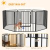 PawHut Heavy Duty Dog Playpen, 8 Panels Dog Pen, 80cm Height Pet Playpen Exercise Pen, with Door, for Small and Medium Dogs