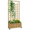 Outsunny Wooden Trellis Planter, Raised Beds for Garden with Wheels and Drainage Holes, Privacy Screen Planter Box to Grow Vegetables, Herbs and Flowers for Garden, Patio, Deck, Natural
