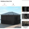 Outsunny 3 x 4m Hardtop Gazebo Canopy with Polycarbonate Roof, Permanent Pavilion Garden Gazebo with Curtains for Patio, Deck, Grey