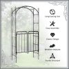 Outsunny Garden Decorative Metal Arch with Gate Outdoor Patio Trellis Arbor for Climbing Plant Archway Antique Black - 108L x 45W x 215Hcm