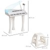 AIYAPLAY 32 Keys Kids Piano Keyboard with Stool, Lights, Microphone, Multiple Sounds, Removable Legs, Electronic Musical Instrument for Boys Girls, White