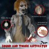 HOMCOM 5.5ft Life Size Halloween Animatronic Standing Chainsaw Killer, with Light Up Eyes, Sound Activated Moving Body, Scary Halloween Decorations, Battery Operated, Indoor Party Props