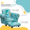 AIYAPLAY Kids Armchair with Stool, 2 Piece Kids Sofa Set with Dinosaur Design, Wooden Frame, Upholstered Kids Chair for Bedroom, Playroom, Kid Room, for 1.5-3 Years Old, Blue