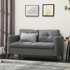 HOMCOM 2 Seater Sofa for Living Room, 133cm Loveseat Sofa, Modern Fabric Couch with Steel Legs for Bedroom, Dark Grey