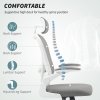 HOMCOM Executive Office Chair, Ergonomic Mesh High Back Desk Chair with Flip-up Armrest, Rotatable Headrest, Adjustable Lumbar Support for Home Study, Grey