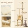 PawHut Cat Tree for Indoor Cats 135cm Kitten Tower Scratching Post Kitty Scratcher Climbing Tower with Ladder, Beige
