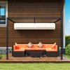 Outsunny 3 x 3(m) Outdoor Lean To Pergola Retractable Canopy Wall Mounted Gazebo Patio Shelter Sun Shade, Cream White