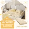 AIYAPLAY Toddler Bed, Cloud-Themed Kids Bed Frame with Safety Rails, Kids Bedroom Furniture, for Ages 3-8 Years, White