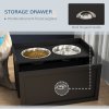 PawHut Stainless Steel Raised Dog Bowls, Double Dog Food and Water Bowl w/ 21L Storage Drawer, for Large Dogs - Black