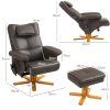 HOMCOM Massage Recliner Chair, PU Leather Upholstered Armchair with Adjustable Backrest,  Footrest, Remote Control, Hidden Storage and Charger for Living Room, Bedroom, Dark Brown