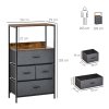 HOMCOM 4 Drawer Storage Chest Unit Home Cabinet w/ Shelves Home Living Room Bedroom Entryway Living Furniture