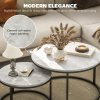 HOMCOM Nest of Tables, Round Coffee Table Set of 2,  Coffee Tables with Steel Frame for Living Room, Marble Grey