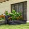 Outsunny 2 Tier Galvanised Raised Garden Bed, Outdoor Steel Planter Box with Open Bottom for Vegetables, Flowers and Herbs, 120 x 101 x 58 cm, Dark Grey