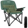 Outsunny Folding Camping Chair for Adults, Portable Padded Folding Chair with Cup Holders, Side Pockets and Carry bag for Picnic, Hiking, Fishing, Olive Green