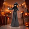 HOMCOM 180cm Life Size Animated Witch Halloween Decorations Outdoor Indoor, Scary Halloween Animatronics Decor with Sound Touch Activated, Animated Prop with Light Up Eyes for House Garden