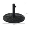 Outsunny 13kg Garden Parasol Base, Round HDPE Concrete Patio Umbrella Stand for 35mm / 38mm / 48mm Pole, Outdoor Sun Shade Parasol Weight Holder, Black