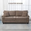 HOMCOM 3 Seater Sofa, Fabric Couch with Rubber Wood Legs, 3 Seater Settee with Extra Padded Cushions and Pillows for Living Room, 196W x 80.5D x 89H cm, Brown
