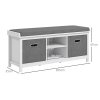 HOMCOM Shoe Bench with Seat, Shoe Storage Bench with Cushion, 2 Drawers and Adjustable Shelf for Entryway, Hallway, Living Room, Bedroom, White
