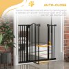 PawHut Pressure Fit Dog Stair Gate No Drilling Safety Gate Auto Close for Doorways, Hallways, 74-100cm Adjustable, 78cm Tall, Black