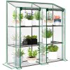 Outsunny 3 Tier Lean-to Mini Greenhouse with Reinforced Plastic Cover, Portable Indoor Outdoor Green House with 2 Roll-up Doors and 6 Wire Shelves, 151H x 143W x 46Dcm, Clear