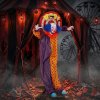 HOMCOM 167cm Life Size Animated Clown Halloween Decorations Outdoor Indoor, Scary Halloween Animatronics Decor with Sound Touch Activated, Red Light Up Eyes, Animated Prop for Haunted House Garden