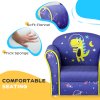 AIYAPLAY Kids Sofa Chair, Toddler Armchair with Planet and Dinosaur Design, Wooden Frame, Upholstered Toddler Chair for Bedroom, Playroom, Kids Room - Blue