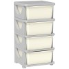 HOMCOM Kids Storage Units with 4 Drawers 4 Tier Chest Vertical Dresser Tower Toy Organiser for Nursery Playroom Kindergarten Cream