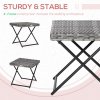 Outsunny Folding Rattan Garden Coffee Table, Small Square Outdoor Bistro Side Table with Rattan Top for Patio, Balcony, Porch, 40 x 40 x 40 cm, Grey