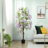 HOMCOM Artificial Wisteria Flower, Tall Fake Plant with 756 Leaves and 54 Flowers in Pot, Decorative Artificial Plant for Home Indoor Decor, 180 cm, Purple