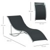 Outsunny Set of 2 S-shaped Foldable Lounge Chair Sun Lounger Reclining Outdoor Chair for Patio Beach Garden, Black