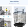 PawHut Bird Cage Parrot Cage Budgie Cage 59cm with Openable Top, Stand, Tray, Handles, Feeding Bowls for Parakeet, Finch, Black