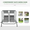 Outsunny Canopy Swing Chair Modern Garden Swing Seat Outdoor Relax Chairs with Removable Cushion, Headrest and Removable Shade Canopy, Grey