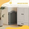 PawHut Freestanding Pet Gate Wooden Dog Gate with Support Feet Foldable Pet Fence Safety Barrier for the House Doorway Stairs Light Grey