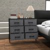 HOMCOM Fabric Chest of Drawers, Storage Drawers, Industrial Bedroom Dresser with 6 Fabric Drawers, Steel Frame and Wooden Top for Nursery, Living Room, Hallway, Black