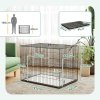 PawHut Dog Crate, Folding Metal Dog Cage with Two Doors, Tray, Soft Cushion, for Large Dogs, 91 x 62 x 68 cm, Black