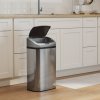 HOMCOM 48L Sensor Bin, Stainless Steel Kitchen Bin with Automatic Soft Close Lid and Fingerprint-Proof for Recycling and Waste, Silver Tone
