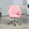 Vinsetto Office Desk Chair, Leather-Feel Fabric Computer Swivel Chair with Rolling Wheels and Adjustable Height for Home, Pink