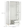 HOMCOM 2 Door Wardrobe with 2 Drawers, Storage Cupboard with Clothes Hanging Rail, Shelves and Anti-tipping Design, Modern Bedroom Furniture, White