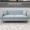 HOMCOM 165cm 3 Seater Sofa for Living Room, Modern Fabric Couch, Tufted Small Couch Sofa Settee with Steel Legs and 2 Storage Pockets for Bedroom and Home Office, Blue