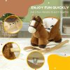 AIYAPLAY Kids Rocking Horse, Plush Ride on Horse, with Sound, Wood Base, Seat Safety Belt, for Ages 18-36 Months, Brown
