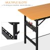 HOMCOM 100 cm Foldable Garage Work Bench, Craft Table MDF Workstation, Heavy-duty Steel Frame with Ruler, Protractor