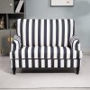 HOMCOM Modern Cuddle Chair, Velvet Single Sofa Armchair with Stripe, Turned Legs and Wide Seat, Upholstered Snuggle Chair for Living Room, Bedroom, Black and White