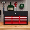 HOMCOM 6 Drawer Tool Chest, Lockable Metal Tool Box with Top Case, Ball Bearing Runners, Portable Toolbox, 600mm x 260mm x 340mm, Red